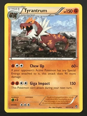 Pokemon TCG Tyrantrum 62/111 Regular Non Holo Rare XY Furious Fists NM - Image 1 of 2