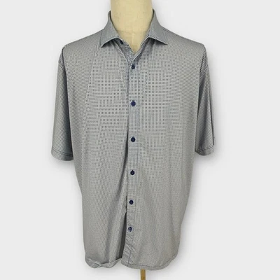 Camisa polo de lujo HORN LEGEND para hombre XL estampado geométrico con botones bambú carbón Foto 1 de 4