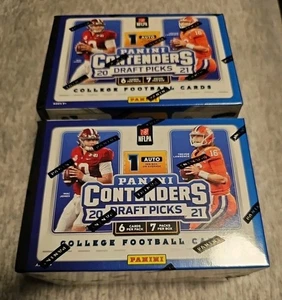 Lote (2) Selecciones de draft de fútbol americano Panini Contenders 2021 caja bláster sellada AUTO - Imagen 1 de 2