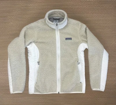 Patagonia Women's Retro-X Fleece Sherpa Jacket Sz Small Beige Tan Full Zip - Imagem 1 de 4