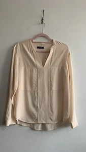 Autograph Silk Popover Blouse Size 8 Blush Peach Long Sleeves Marks and Spencer - Picture 1 of 9