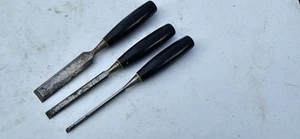 3 X Vintage Stanley Chisels Black Handles - Picture 1 of 1