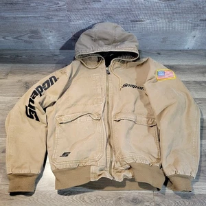 Snap-On Tools isolierte Arbeitsjacke Gr. M Utility Jacke beige amerikanische Flagge - Bild 1 von 12