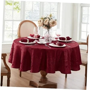 Home Fashions Caiden Elegance Damask 84" x 60" (Oval) Cranberry Tablecloth (1) - Picture 1 of 7