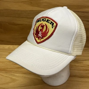 Ruger Hat White Snapback Embroidered Patch Trucker Vintage Firearms Guns Cap - Picture 1 of 8