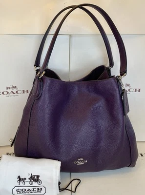 Coach 36464 Edie 31 Eggplant Refined Pebbled Leather Shoulder Bag - Image 1 of 4