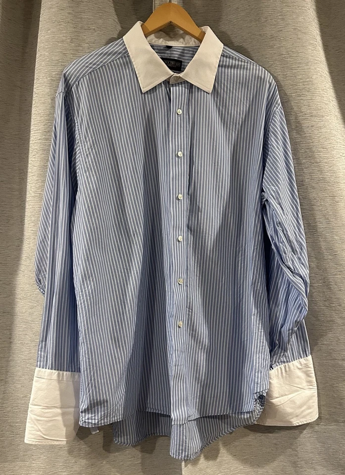 Camisa de hombre Donald J Trump Signature Collection puño francés a rayas 18 34/35 Foto 1 de 4