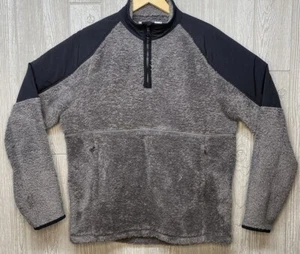 Outerknown Jacket Mens Gray Black Deep Pile 1/4 Zip Coat Pullover Size Large - Picture 1 of 8
