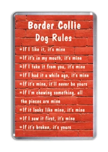 Border Collie Dog Rules, Funny Dog Fridge Magnet Pet Animal Lover Novelty Gift - Picture 1 of 3