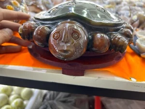 7.26LB Natural agate Quartz hand Carved Sea turtle crystal Reiki - Picture 1 of 10