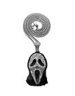 Silver PT Scream Mask Pendant & 18" ~ 24" Cuban Rope Box Chain Hip Hop Necklace