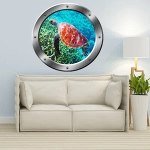 Calcomanía de pared de vinilo pelar y pegar ojo de buey arrecife de coral tortuga marina VWAQ - SP31 - Imagen 1 de 5