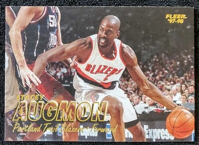 1997 Stacey Augmon Portland Trail Blazers Fleer Gold Foil NBA Card #183 — 第 1/2 张图片