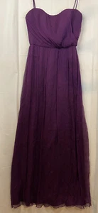 AMSALE Strapless Purple Sz 10 100% Silk Chiffon Homecoming Bridesmaid Gown Dress - Picture 1 of 9
