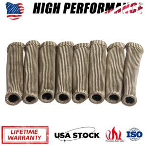 8 Spark Plug Wire Boot Heat Sleeve Cover Shield For SBC BBC MSD Titanium 2500℉ - Picture 1 of 14