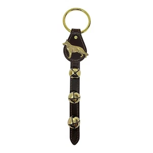 Deutscher Schäferhund Anhänger dunkelbraun Leder Schlitten Glocke Türhänger Made in USA - Bild 1 von 5