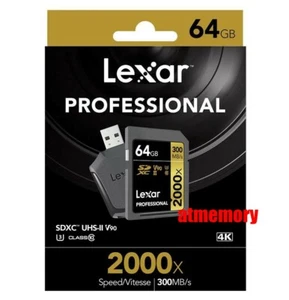 Tarjeta de memoria Lexar Professional 64 GB SDXC 2000x UHS-II 300 MB/s 4K con lector EE. UU. - Imagen 1 de 1