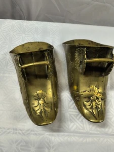 Antique Heavy Brass Wall Hanging Planters by HORMAZA. S. #305 ALI - Picture 1 of 12
