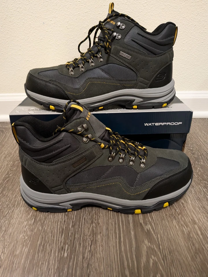 Skechers Waterproof Boots Men's 11.5 Relaxed Fit Trego Pacifico Hiker Gray 65672