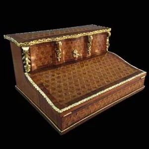 Antique & Original French Louis XV Travel Writing Desk Table with Inkwells - Picture 1 of 7