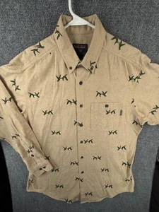 NWOT Woolrich Flannel Shirt Duck Print Soft Beige Large Men Button Up Outdoors - Picture 1 of 18