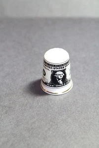 DOLLAR BILL THIMBLE, Birchcroft Fine Bone China collectible thimble, one dollar - Picture 1 of 4