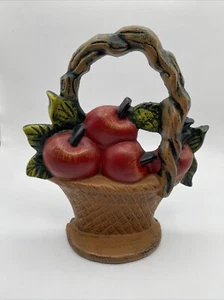 Vintage Cast Iron Apple Basket Doorstop. 9 3/4" Tall. Country Farmhouse - Picture 1 of 8