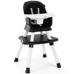 6-in-1 Baby High Chair w/ 5-Point Safety Harness & Anti-falling Barrier Black - Picture 1 of 8