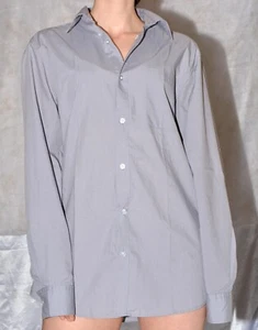 chemise homme bleu/gris clair uni manches longues regular taille 41/42 - Imagen 1 de 7