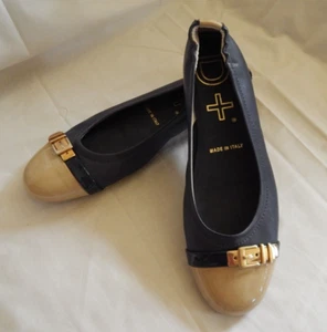 Ballerine da guida in pelle marca italiana D+ taglia EU 40 US taglia 9,5 blu/beige - Foto 1 di 8