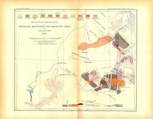 ALASKA, WRANGELL MOUNTAINS, COPPER RIVER Antique Geological Map 1900 - Picture 1 of 1