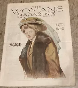 The WOMANS MAGAZINE University St Louis March 1908 Womens Fashion stories more - Imagen 1 de 9