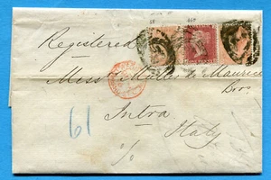 GREAT BRITAIN- 1876 4 d. DUE ESEMPLARI + 1 p. su lettera RACCOMANDATA. (296524) - Picture 1 of 2