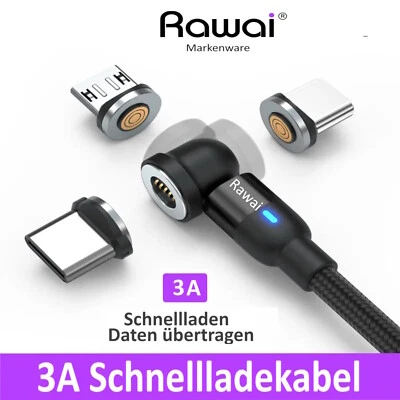 3A Schnell Ladekabel 3 in 1 Magnet für Handy Micro USB Typ C Datenkabel Samsung - Bild 1 von 3