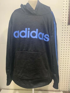 New Adidas Boys Kids Black Pullover Hoodie Size Medium 10/12 - Picture 1 of 4
