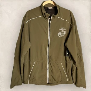 New Balance Jacket Mens Medium Tall Green USMC Marine Running Windbreaker Track - Picture 1 of 4