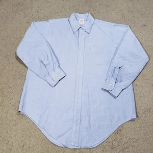 VTG Brooks Brothers Makers 16 2 Blue Birdseye Cotton USA Oxford Cloth Curved Hem - Picture 1 of 11
