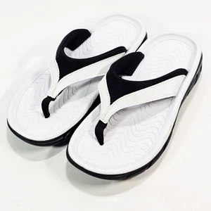 Avia Womens Size 8.0 White Black Hightail Thong Flip-Flops Sandals - Picture 1 of 11