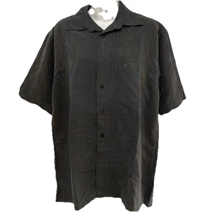 Pierre Cardin Button Up Shirt Mens Black Orange Pin Striped Size MEDIUM Retro - Picture 1 of 10