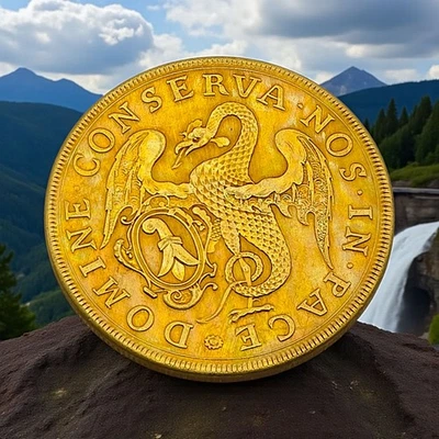 1741 巴塞尔龙币新奇 – Domine Conserva Nos In Pace 金色 — 第 1/2 张图片