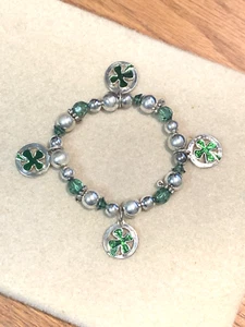 *NUEVO ANUNCIO* BRAZALETE TRÉBOL CELTA ARTESANAL DE 4 HOJAS Y CRISTAL - NUEVO - Imagen 1 de 8