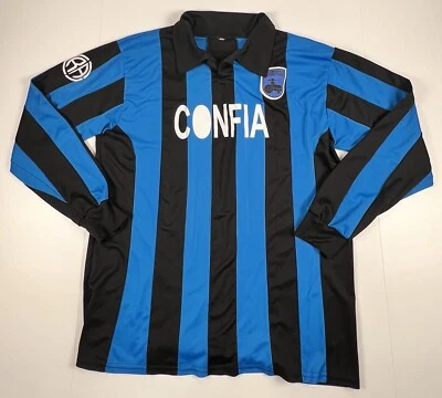Confia Football Jersey Mens Size Large G Blue Stripe Patch Logo Soccer - Image 1 of 4