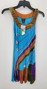 Rising International Top Womens Medium Sleeveless Artsy Patchwork Tunic Boho - Picture 1 of 8