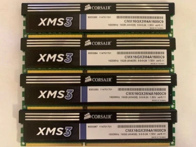CORSAIR VENGEANCE 16GB (4GBX4) DDR3-1600MHz PC3-12800 1.5V CMX16GX3M4A1600C9 - Image 1 of 2