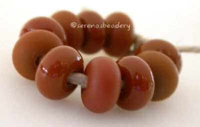 5 CINNABAR * donut handmade lampwork glass spacer beads TANERES sra - Image 1 of 4