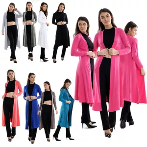 Damen Langarm *MAXI* Boyfriend Cardigan offene Strickjacken schwimmend 8-16 - Bild 1 von 24