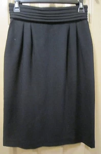 SZ 8 JONES NEW YORK WOMENS BLACK 100% WOOL PENCIL SKIRT, PLEATED WAIST BAND, EUC - Picture 1 of 6