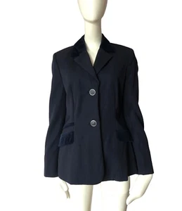 VERSUS Gianni Versace Navy Blue Wool Velour Trim Lion Button Blazer Size 40 IT - Picture 1 of 9