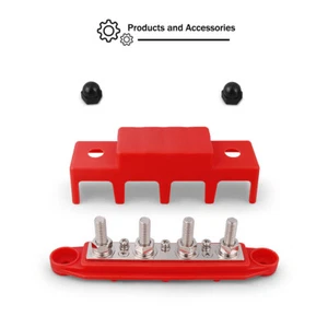 4 Post Power Distribution Block Bus Bar Cover M8 Terminal Studs for Car Boat RV - Picture 1 of 11