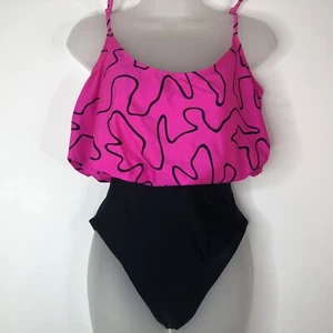 Cole of California Womens Swimsuit Size 10 Pink Black One Piece Vintage 1980s - Picture 1 of 10